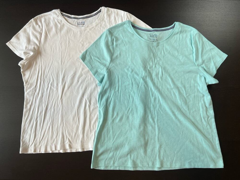 Croft & Barrow Set Of 2 Short Sleeve Classic Tee Crew Neck Shirt Women’s Size XL